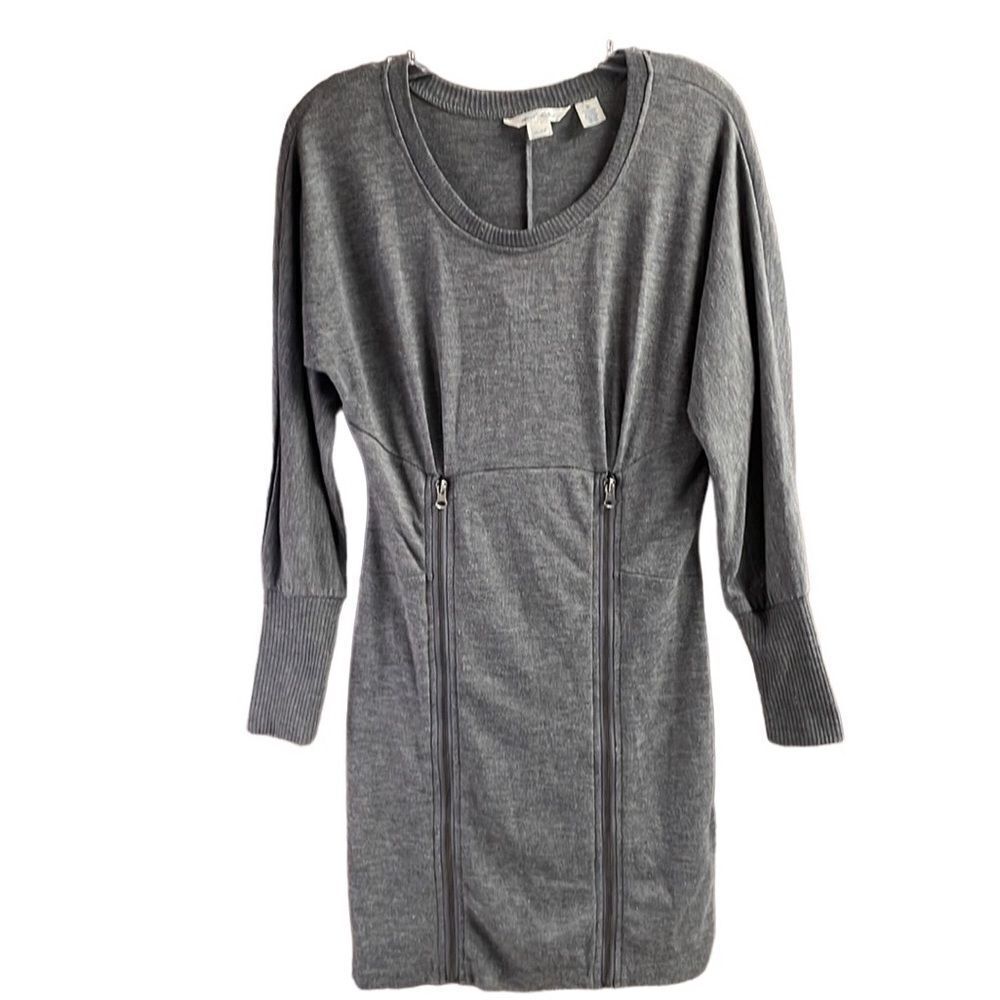 Derek Heart Women's Gray Scoop Neck Long Sleeve Knee Length Size Medium